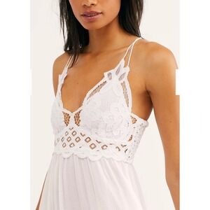 FP One Adella Slip Dress White‎ Lace Babydoll Mini Dress Size XS Boho Bridal
